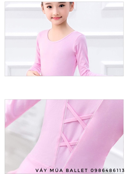 Set áo váy múa đan lưng dài tay