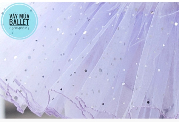 Váy múa 2 dây sao lấp lánh (đen, tím, hồng)