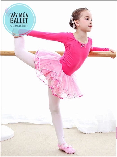 Váy múa tiên dài tay màu hồng, xanh coban, vàng, hồng đậm