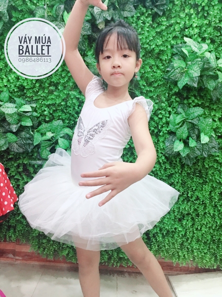 Váy múa tay tiên bướm trắng