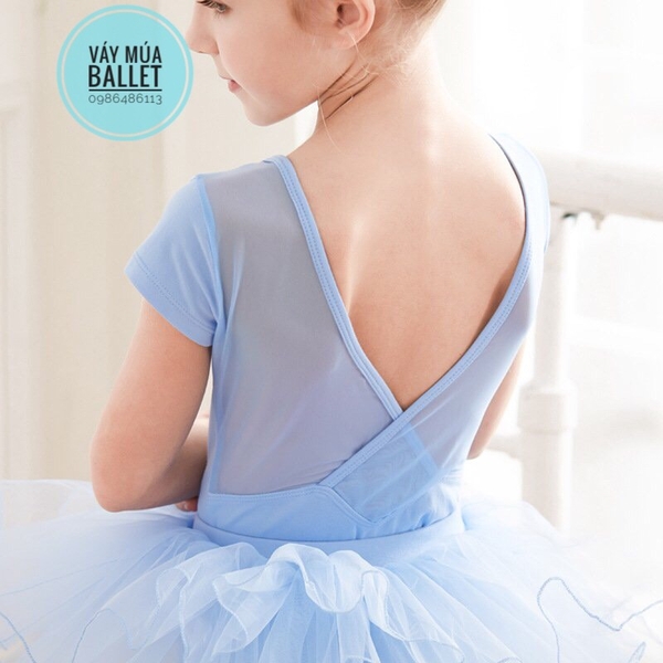 Set áo váy múa vạt chéo lưng ngắn