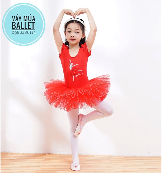 Váy múa cô gái Ballerina 3 màu: đỏ, xanh, hồng