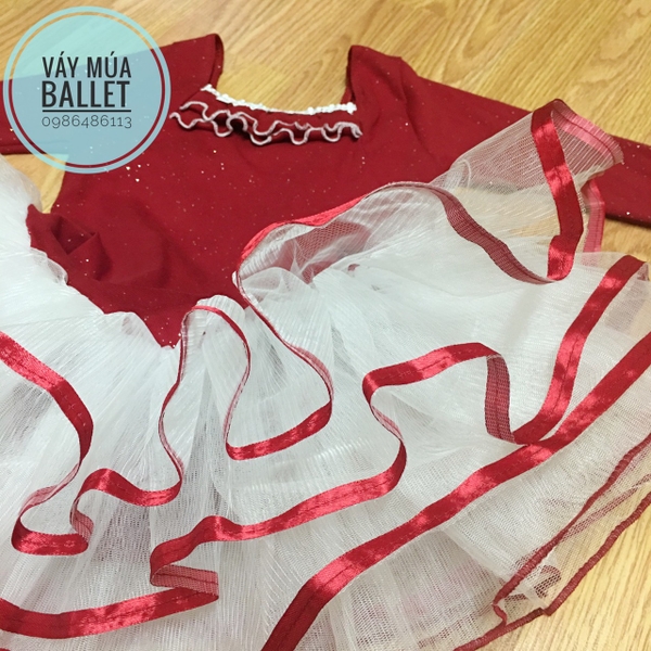 Váy múa bèo cổ tay lỡ phối màu 5 tầng