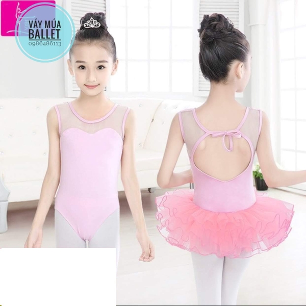 Set áo váy múa cutout lưng buộc nơ (2 màu)