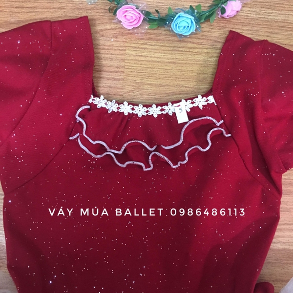 Váy múa bèo cổ tay bồng phối màu 5 tầng