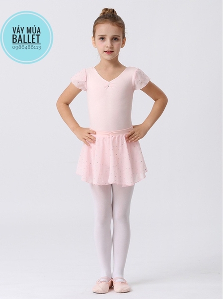 Set áo váy tập múa tay búp sao (tím, xanh, hồng)
