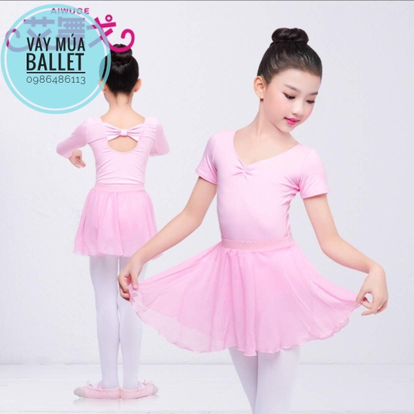 Set áo váy tập múa tay ngắn (tím, hồng, đen, đậm)