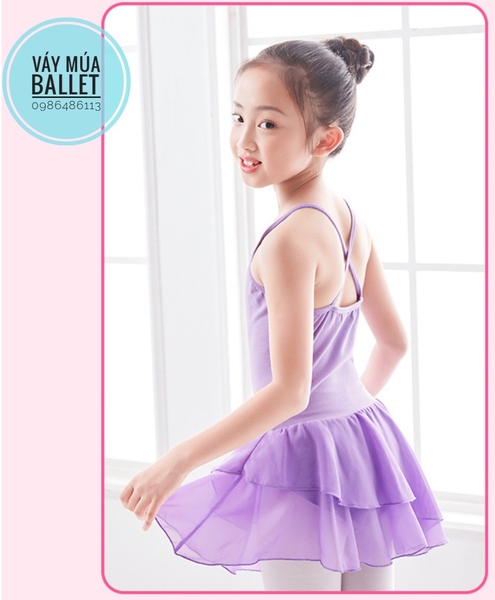 Váy tập múa 2 dây voan chéo (nhiều màu)
