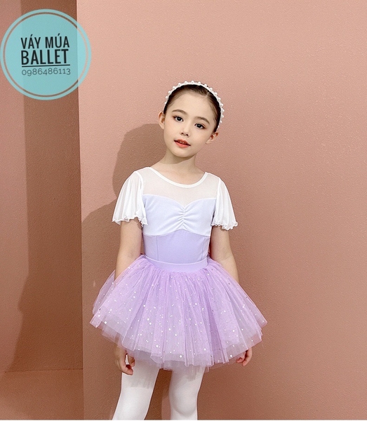 Set áo váy múa tiên đáp ngực sao tím
