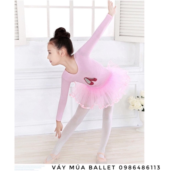 Váy múa kimsa giày đen dài tay