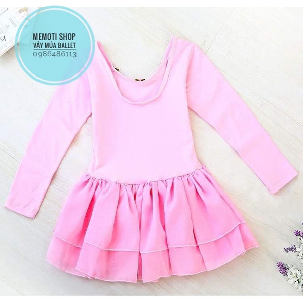 Váy múa hoa cổ 2 tầng dài