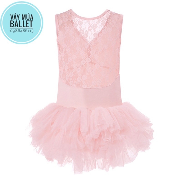 Váy múa ba lỗ đáp ngực phối ren mềm