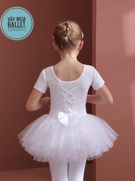 Váy múa đan lưng sao ngắn tay (nhiều màu)