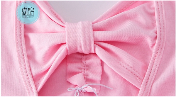 Váy múa nơ lưng viền dài tay (tím, hồng, xanh)