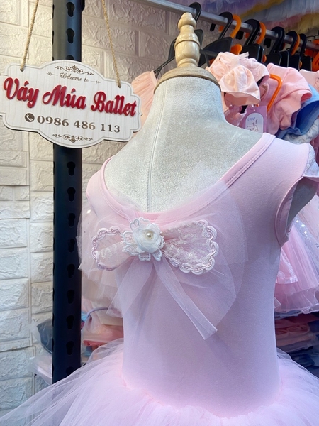 Váy múa ren ngực nơ lưng tay hến