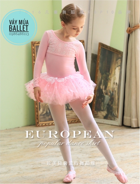 Váy múa ren ngực bèo dài tay