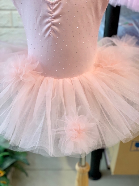 Váy múa cotton đá tiên voan hoa bồng