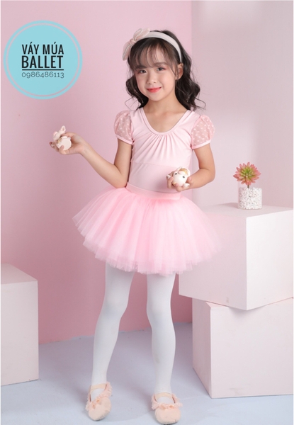 Set áo váy múa phối ren tay lưng