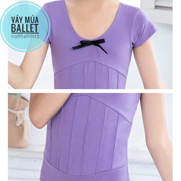 Set áo váy múa tím phối trắng