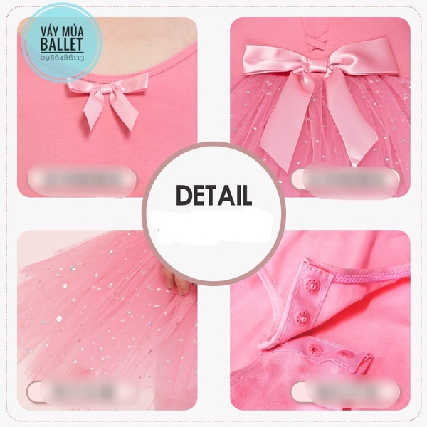 Váy múa đan lưng sao dài E (hồng, nâu, đỏ)