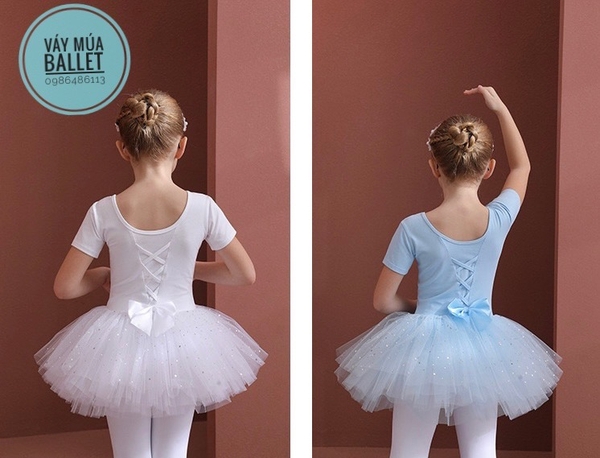 Váy múa đan lưng sao ngắn tay (nhiều màu)