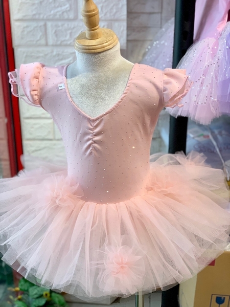 Váy múa cotton đá tiên voan hoa bồng