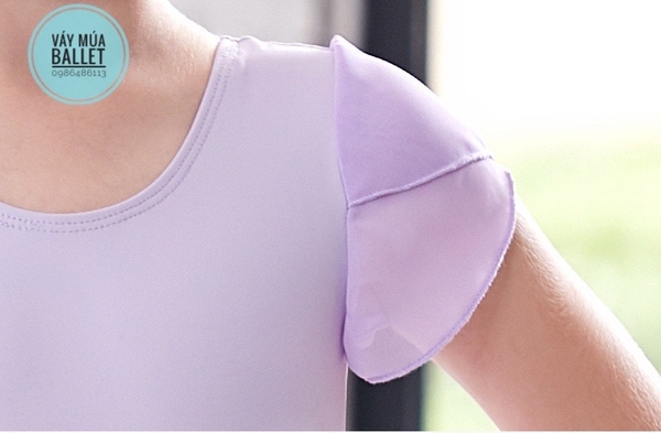 Váy tập múa tay búp voan chéo tím