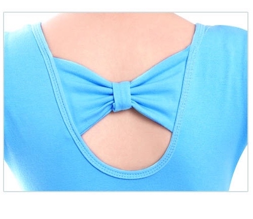 Váy múa nơ lưng phối màu dài tay (hồng, đen)