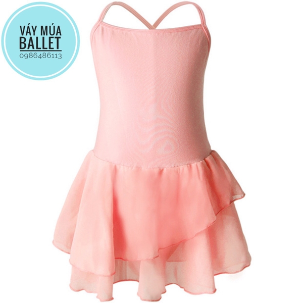 Váy tập múa 2 dây voan chéo (nhiều màu)