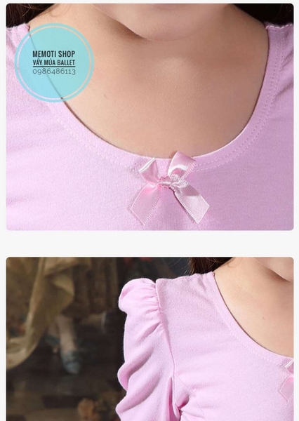 Váy múa nơ sao hoa lấp lánh tay ngắn