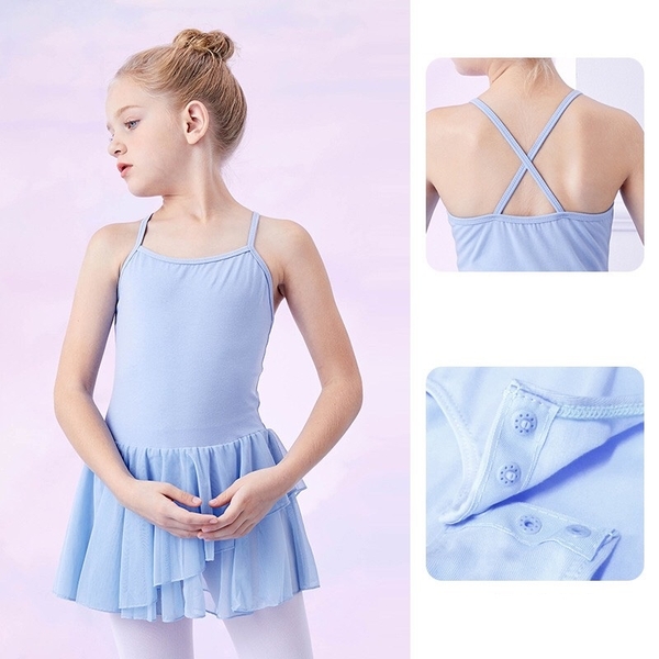 Váy tập múa 2 dây voan chéo (nhiều màu)