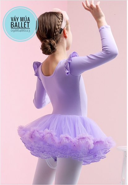 Váy múa tutu dài tay màu hồng, màu tím