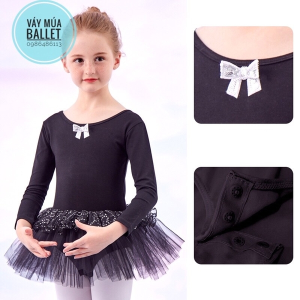 Váy múa nơ bèo lấp lánh dài (nhiều màu)