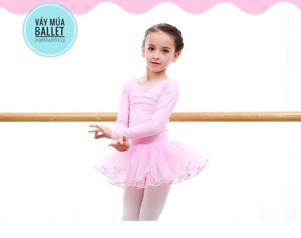 Váy múa tiên dài tay màu hồng, xanh coban, vàng, hồng đậm