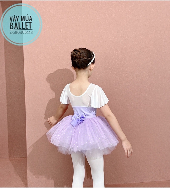 Set áo váy múa tiên đáp ngực sao tím