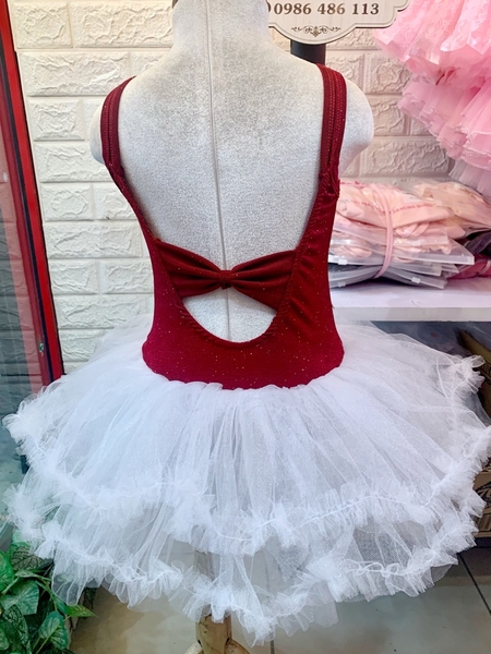Váy múa dây thun nhũ đỏ đô tutu