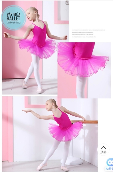 Set áo váy múa thun dây chéo (hồng, xanh, trắng, vàng)