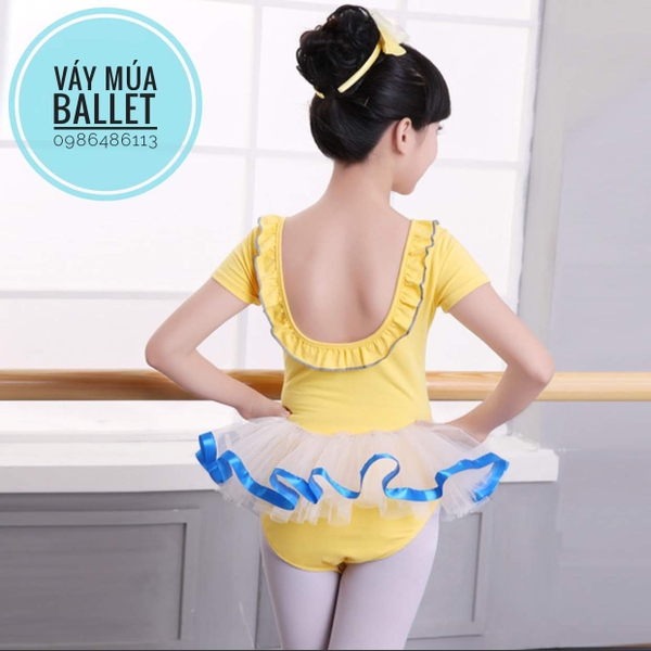 Váy múa vàng viền xanh