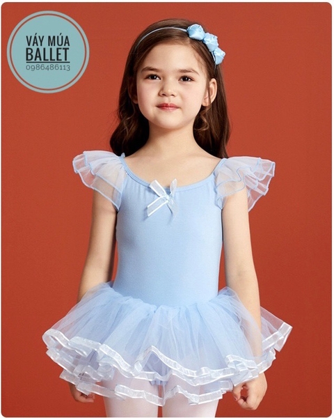 Váy múa tiên nơ viền new (tím, xanh, hồng)