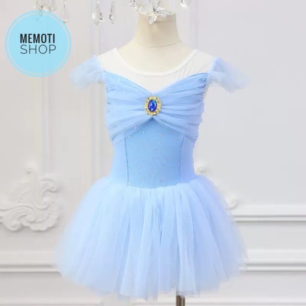 Set áo váy múa tiên nơ ngực (hồng, xanh, vàng)