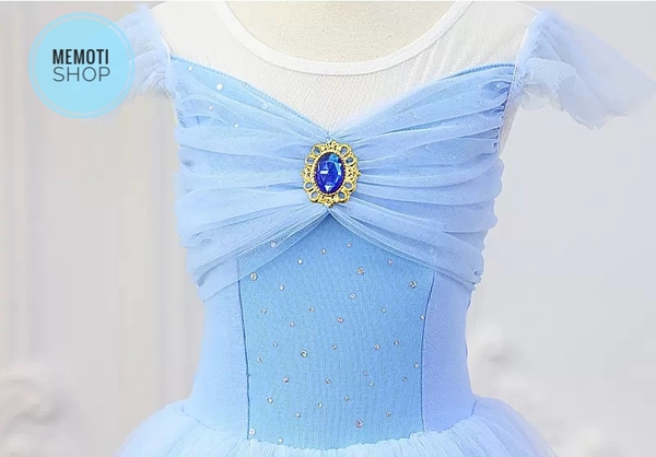 Set áo váy múa tiên nơ ngực (hồng, xanh, vàng)