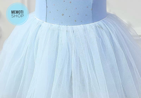 Set áo váy múa tiên nơ ngực (hồng, xanh, vàng)