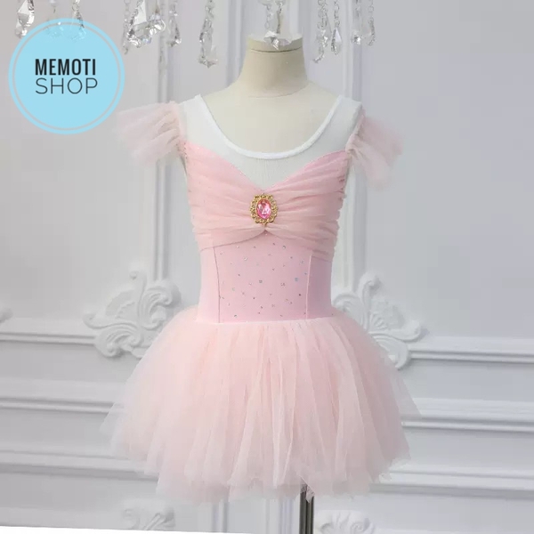 Set áo váy múa tiên nơ ngực (hồng, xanh, vàng)