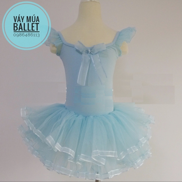 Váy múa tay tiên đan lưng viền Barbie (hồng, trắng, xanh, vàng)