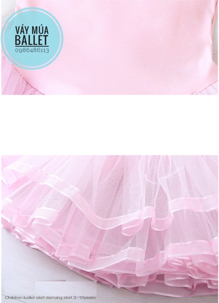 Váy múa tay tiên đan lưng viền Barbie (hồng, trắng, xanh, vàng)