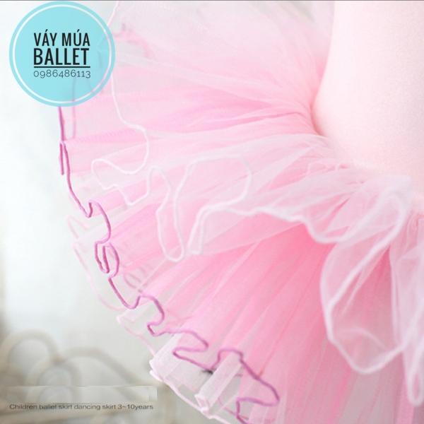 Váy múa thun tay tiên phối màu (hồng, trắng)