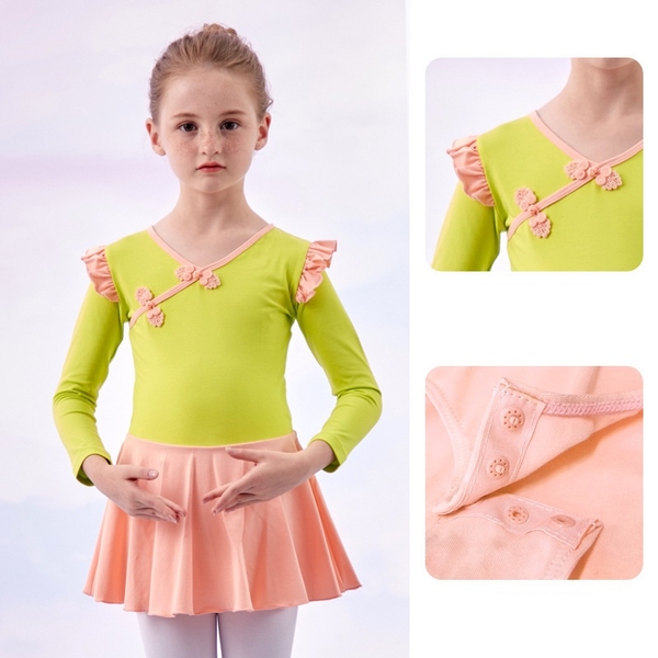 Váy tập múa cổ tàu cài chéo dài