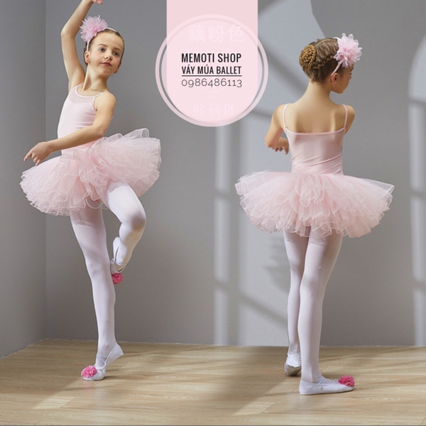 Váy múa 2 dây phối voan