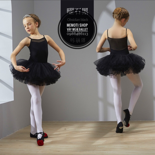 Váy múa 2 dây phối voan (nhiều màu)