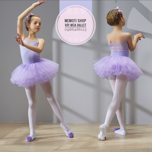 Váy múa 2 dây phối voan (nhiều màu)